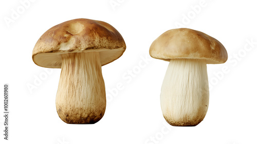 Isolated Fresh Porcini Mushrooms Collection (Boletus Edulis) - Transparent Background, Gourmet Wild Fungi