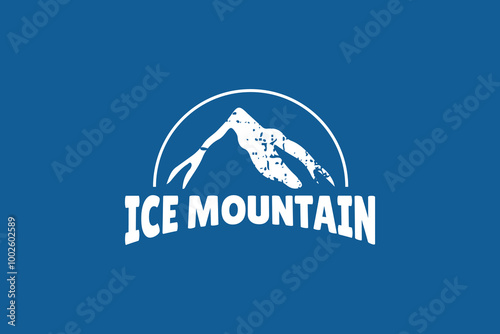 Ice Peak Mount Stone mountain adventure logo design. Minimalist mount ice peak logo