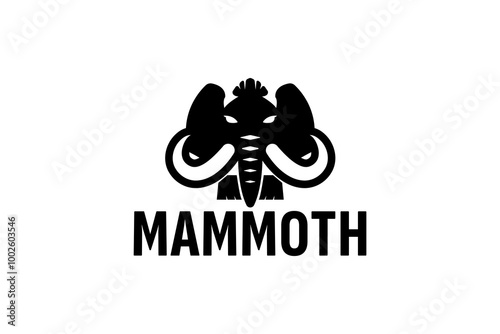 mammoth elephant logo vector icon illustration. mammoth ancient animal line logo mascot design.
