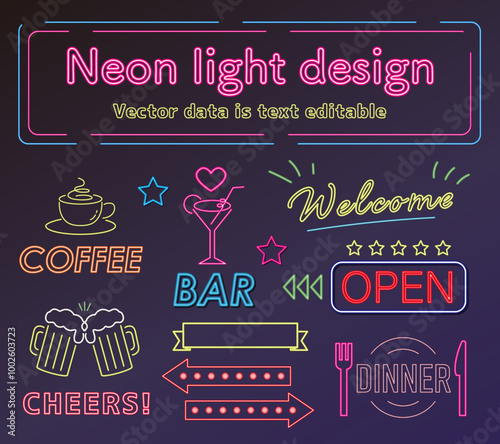 Editable_neon_color_letters　アピアランス編集可能