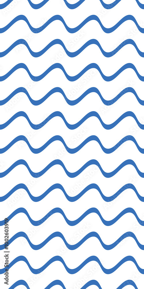 A repeating pattern of blue wavy lines on a white background, creating a rhythmic and fluid design. A repeating pattern of blue wavy lines on a white background, creating a rhythmic and fluid design.