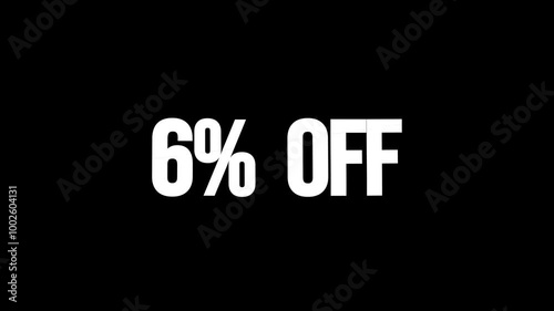 6% OFF SHOP NOW text animation, discount concept. Seamless looping video