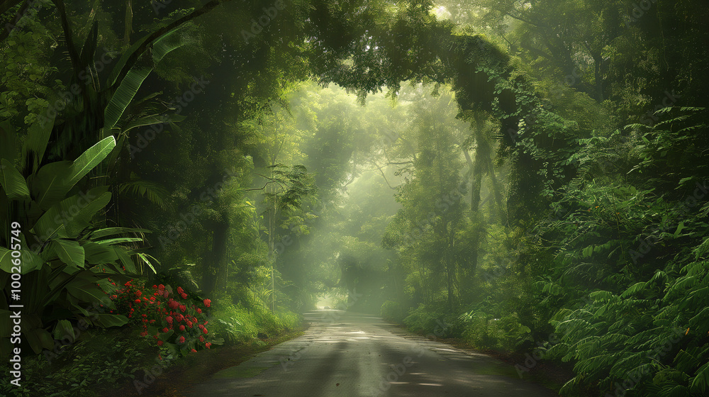 Obraz premium Quiet Avenue in a Small Town