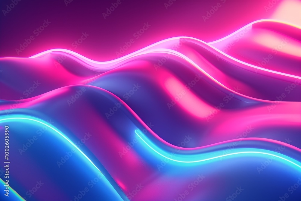 A neon light tunnel with a blue and pink glow A neon light tunnel with a blue and pink glow
