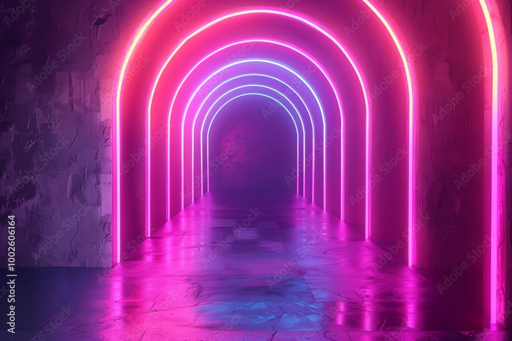 A neon tunnel with a purple and blue color scheme A neon tunnel with a purple and blue color scheme