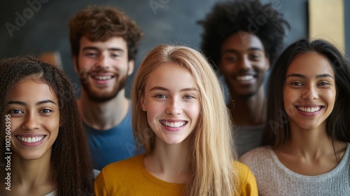 Diverse Group of Young Adults Smiling and Bonding Together
