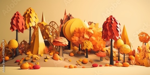 Papercraft Autumn Forest photo