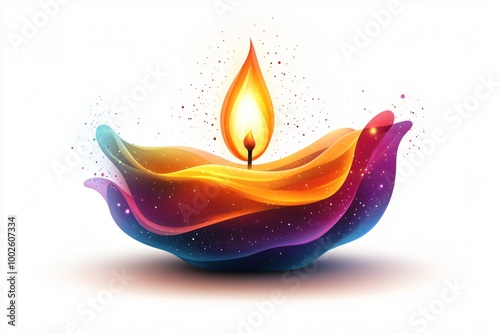 A stylized diya candle flame illustration ideal for Diwali greetings, invitations, and decorations, celebrating the Hindu festival of lights.