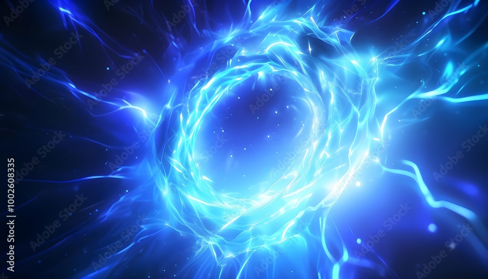 Abstract glowing blue vortex, luminous and ethereal, background for fantasy game or sci-fi theme