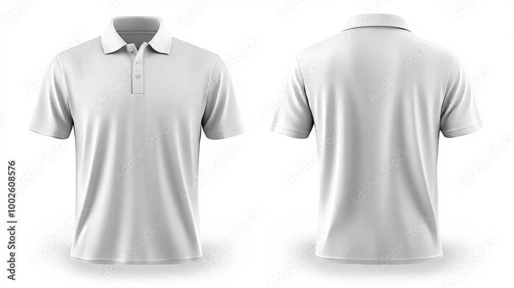 This is a template showing a plain white polo shirt, both the front and back, ready for you to design on.  It's perfect for showing off your polo shirt designs before you print them.