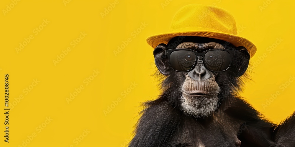 Fototapeta premium Cool Chimp in Sunglasses and Hat
