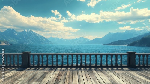 Standing on a wooden deck, the ocean stretches infinitely ahead