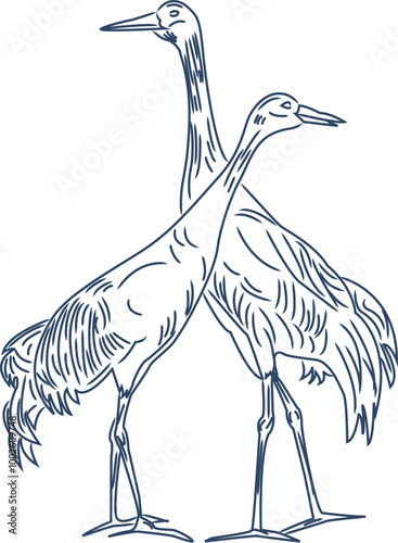 Outline crane hand drawn vector illustration