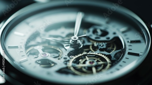 Close-up of a Mechanical Watch Face