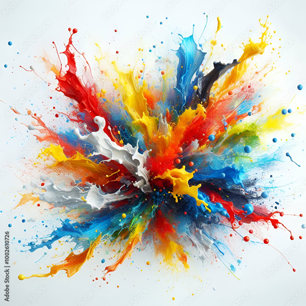 Fototapeta premium Vibrant Abstract Paint Splash on White Background