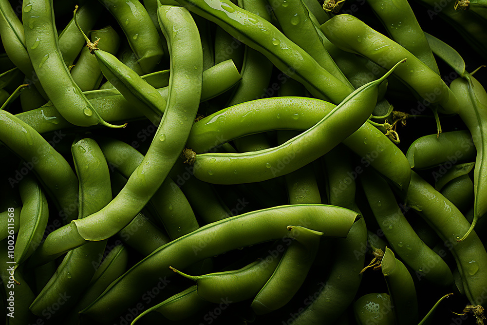 delicious English beans overhead view detailed delicious English beans overhead view detailed