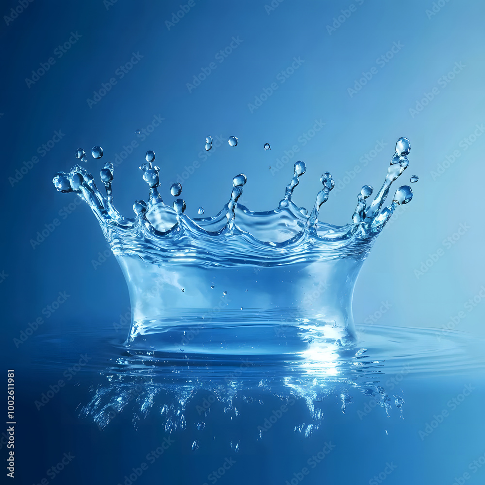Water Splash Crown on Blue Background Water Splash Crown on Blue Background
