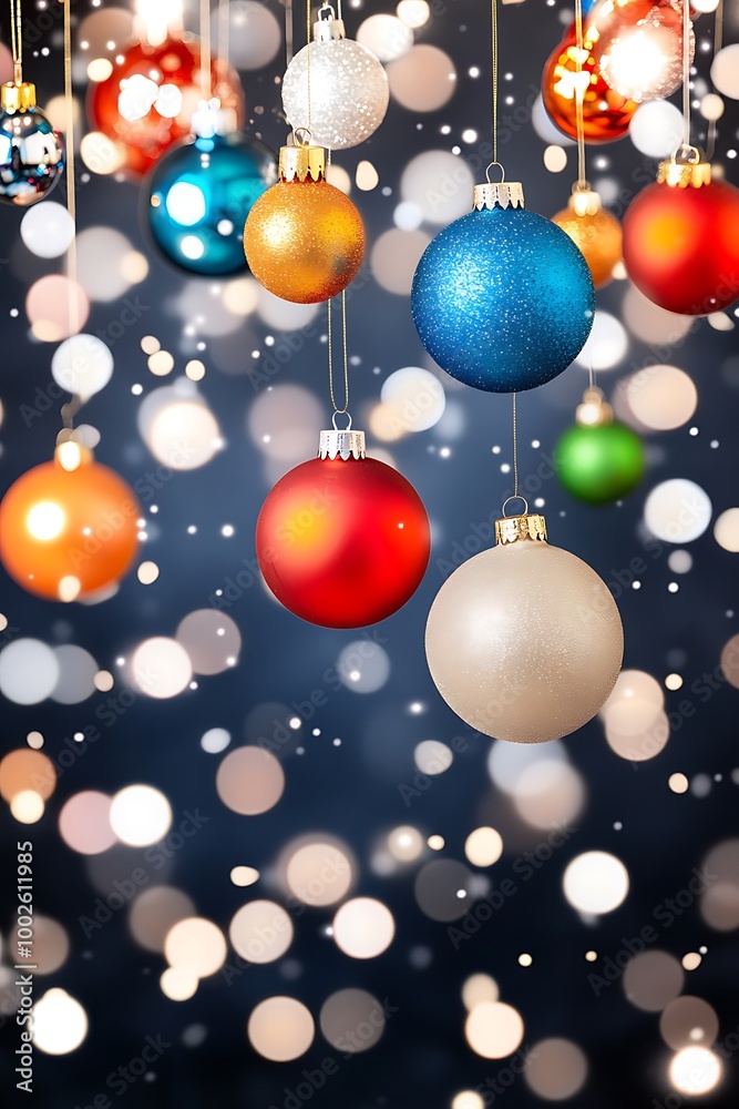 Beautifully Decorated Christmas Ornaments Hanging Against a Festive Background