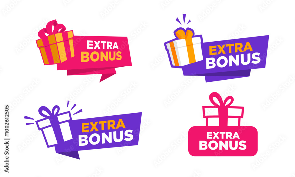 Naklejka premium Extra bonus sticker collection. Suitable for sales promotion and advertising design element.