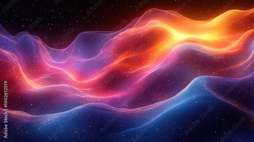 Neon waves dance electrifyingly, creating a vivid backdrop of illuminated abstract digital art with colorful ribbon lines. Neon waves dance electrifyingly, creating a vivid backdrop of illuminated abstract digital art with colorful ribbon lines.