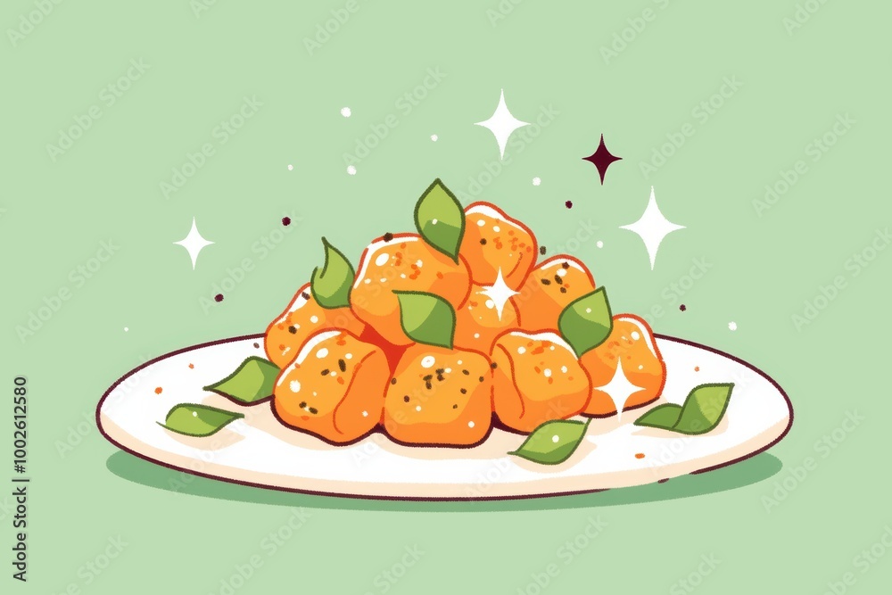 Obraz premium Colorful Illustration of Delicious Orange Dumplings
