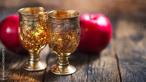 Rosh Hashanah. Happy New Year. Festive composition. Beautiful light New Year's design. Christmas background.