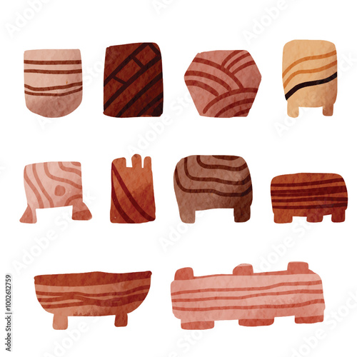 Watercolor Terracotta Pot Plant Element Vector Collection