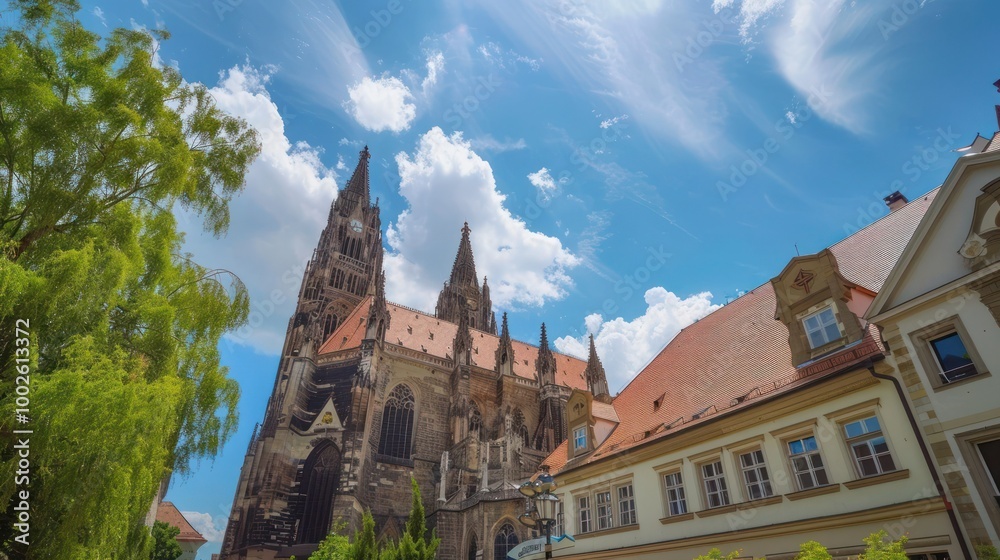 Fototapeta premium Historic Architecture: Gothic cathedrals and historic European buildings