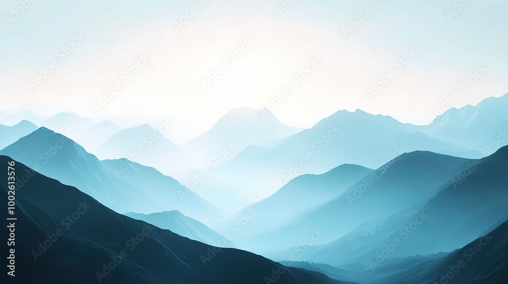 Obraz premium Serene Blue Mountain Landscape at Sunrise