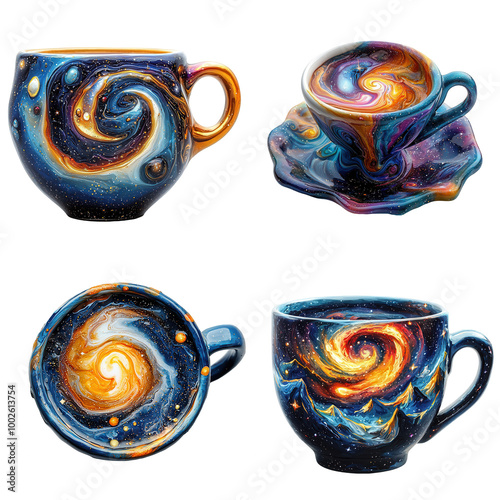 Cosmic Coffee Cup with Galaxy Swirl Design photo