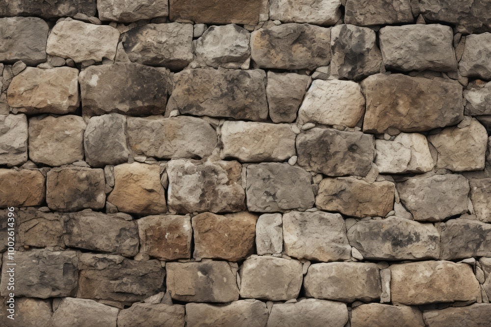 Fototapeta premium Processed collage of old medieval stone wall texture in daylight. Background for banner