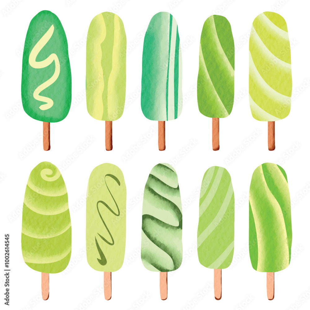 Obraz premium Watercolor Ice cream Element Vector Collection