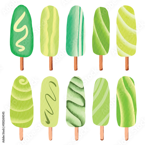 Watercolor Ice cream Element Vector Collection