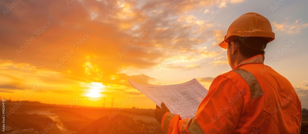 Construction Worker at Sunset