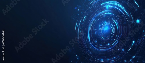 Abstract Digital Interface with Glowing Blue Circles