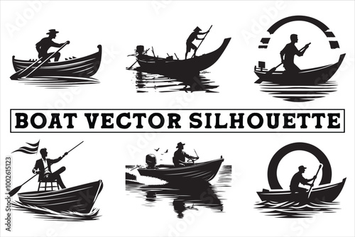 Boat Vector Silhouette Design Art