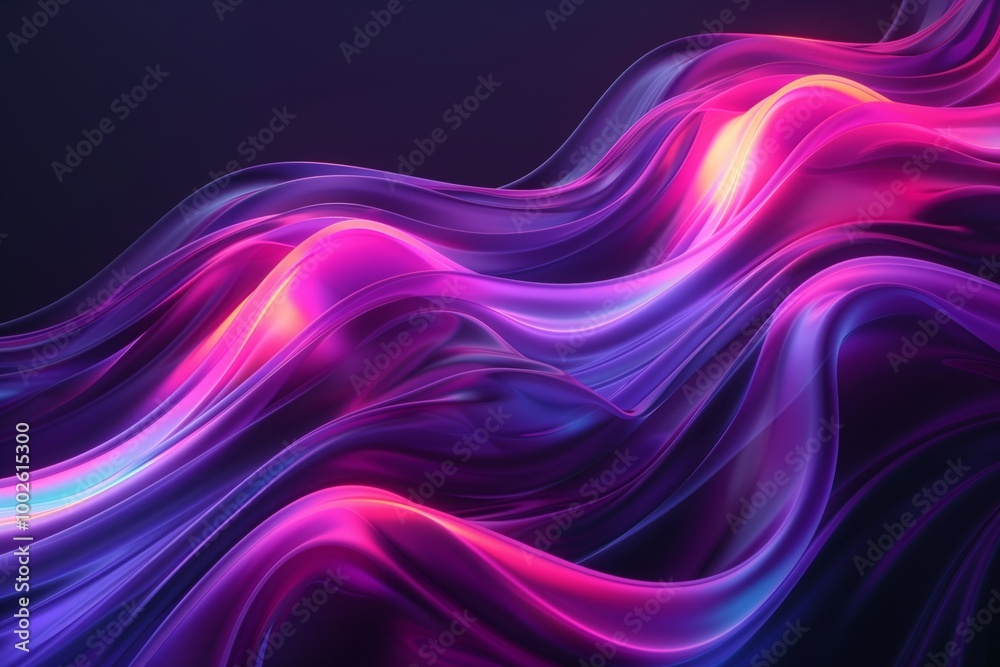 A purple and blue wave of fabric with a shiny, metallic sheen A purple and blue wave of fabric with a shiny, metallic sheen