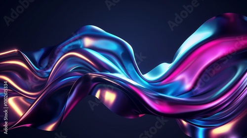 A purple and blue wave of fabric with a shiny, metallic sheen