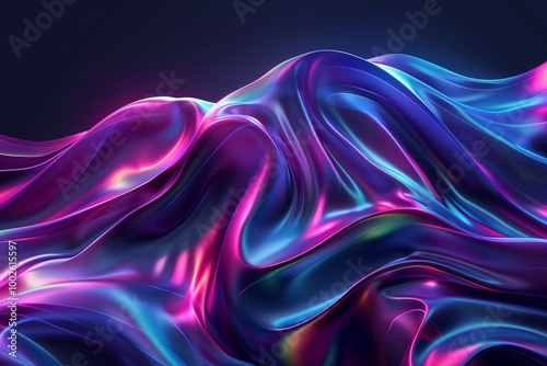 A colorful, flowing piece of fabric with a purple hue