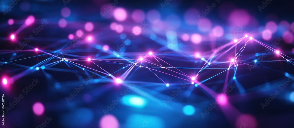 Fototapeta premium Abstract Network Connection with Glowing Lines and Points