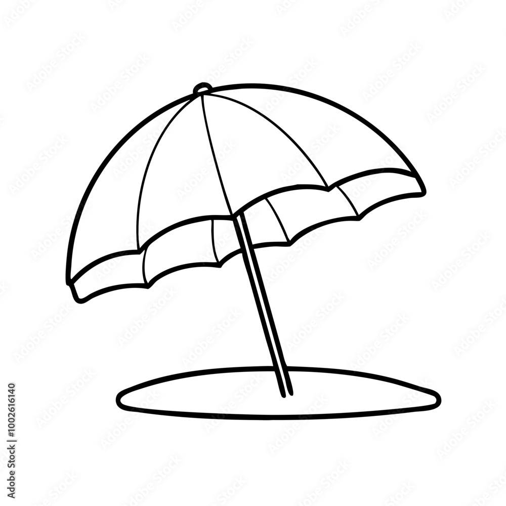 Beach umbrella, line icon, black and white, summer vacation symbol Beach umbrella, line icon, black and white, summer vacation symbol