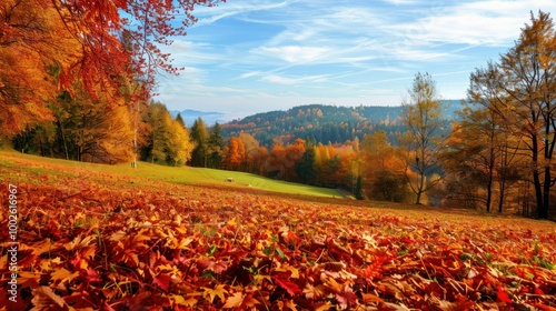 Fototapeta Naklejka Na Ścianę i Meble -  Autumn Landscape: A European landscape in autumn with colorful foliage