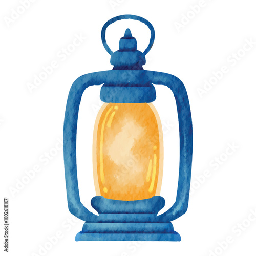 Oil lamp or kerosene camp lantern ornament watercolor element