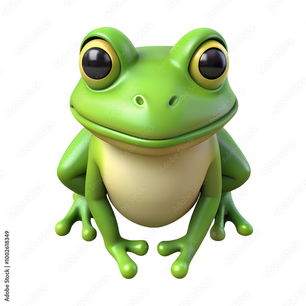 Fototapeta premium Frog in 3d style, transparent background