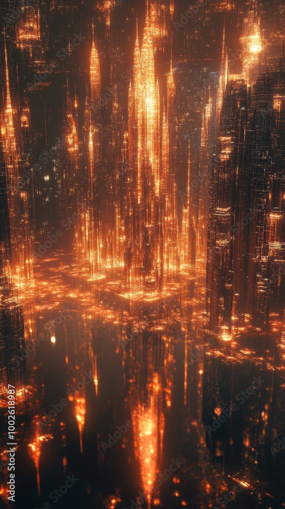 Ethereal Illuminated Cityscape - Vertical Wallpaper for Phones