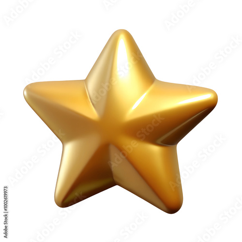 Gold star 3d render isolated in transparent background