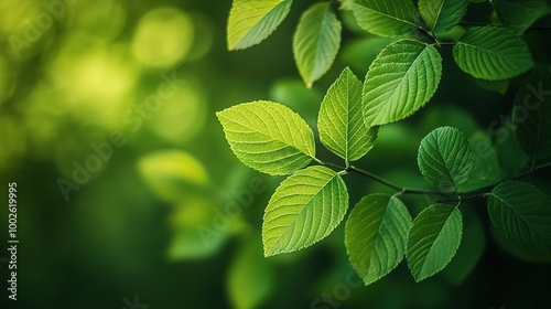 Fresh Green Leaves with Soft Focus Background