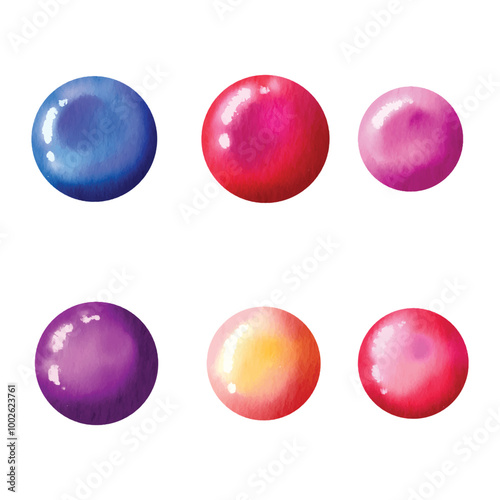 Watercolor Pearl Element Vector Collection