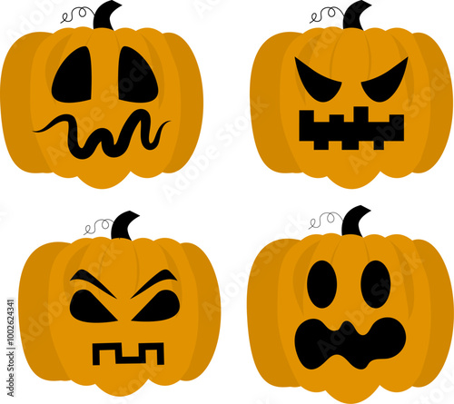 Set of halloween pumpkins