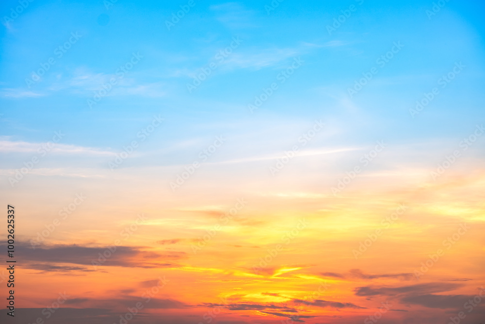 Beautiful , luxury soft gradient orange gold clouds and sunlight on the blue sky perfect for the background, take in everning,Twilight, Large size, high definition landscape photo Beautiful , luxury soft gradient orange gold clouds and sunlight on the blue sky perfect for the background, take in everning,Twilight, Large size, high definition landscape photo